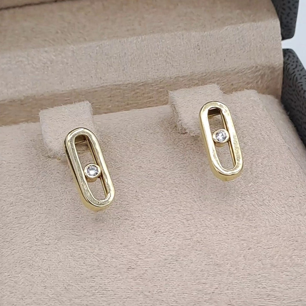 Boucles d'Oreilles Ovales Or Jaune - Serties, Pierre Mobile – or 18 carats | Tariki