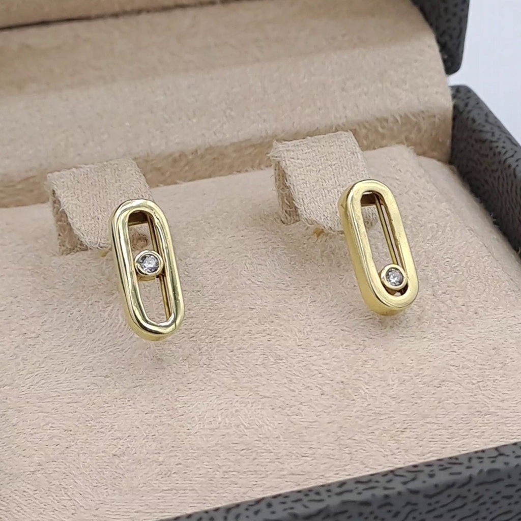 Boucles d'Oreilles Ovales Or Jaune - Serties, Pierre Mobile – or 18 carats | Tariki