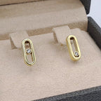 Boucles d'Oreilles Ovales Or Jaune - Serties, Pierre Mobile – or 18 carats | Tariki