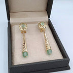 Boucles d'Oreilles Pendantes Beldi Ajourées Or Jaune - Pierres Vertes – or 18 carats | Tariki