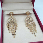 Boucles d'Oreilles Pendantes Beldi Rosaces Ajourées Or Jaune - À Franges – or 18 carats | Tariki