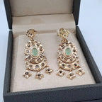 Boucles d'Oreilles Pendantes Beldi Rosaces Or Rose - Serties, Pierres Vertes, Pampilles – or 18 carats | Tariki