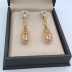 Boucles d'Oreilles Pendantes Gouttes Ajourées Or Rose - Serties de Pierres – or 18 carats | Tariki
