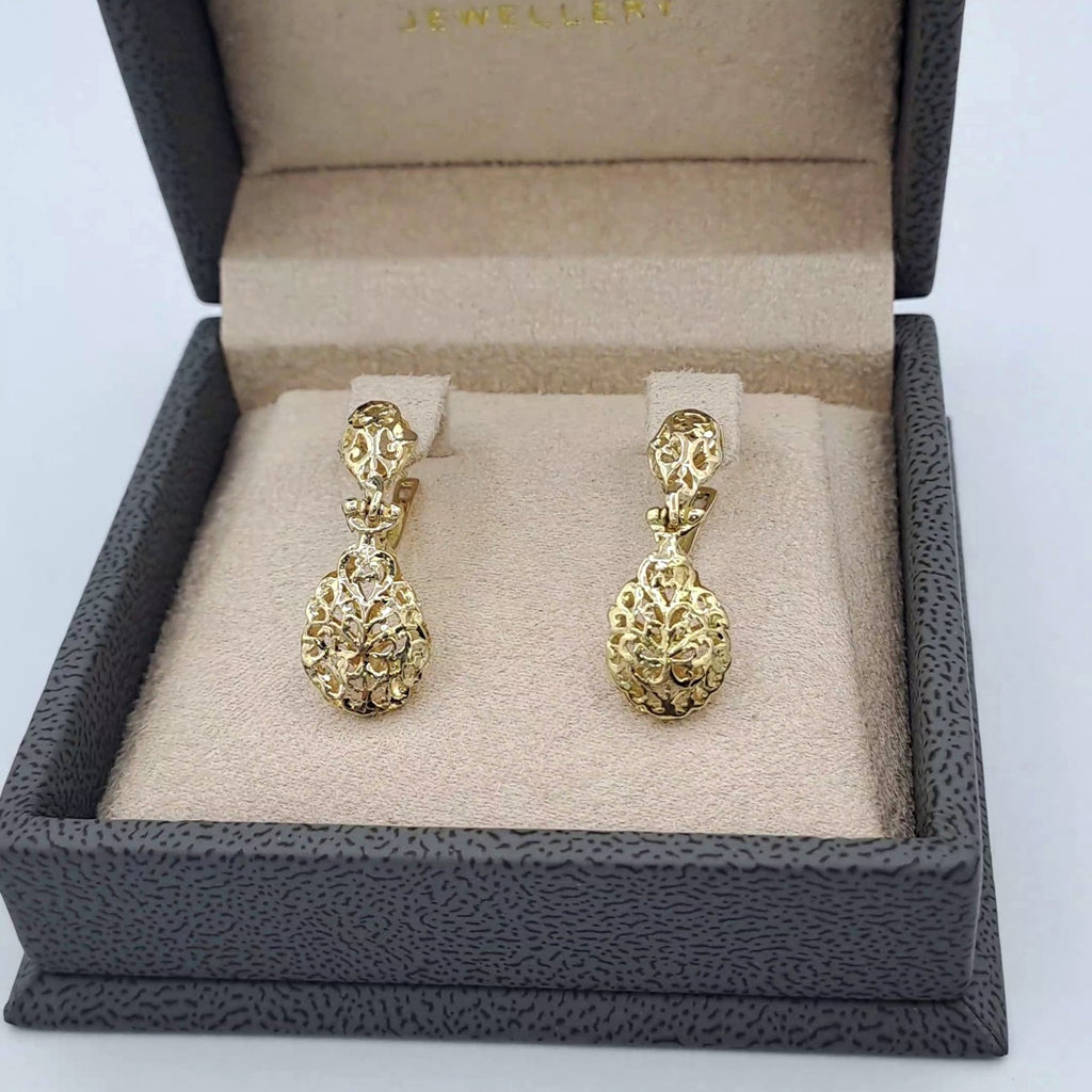 Boucles d'Oreilles Pendantes Gouttes Beldi Ajourées Or Jaune – or 18 carats | Tariki