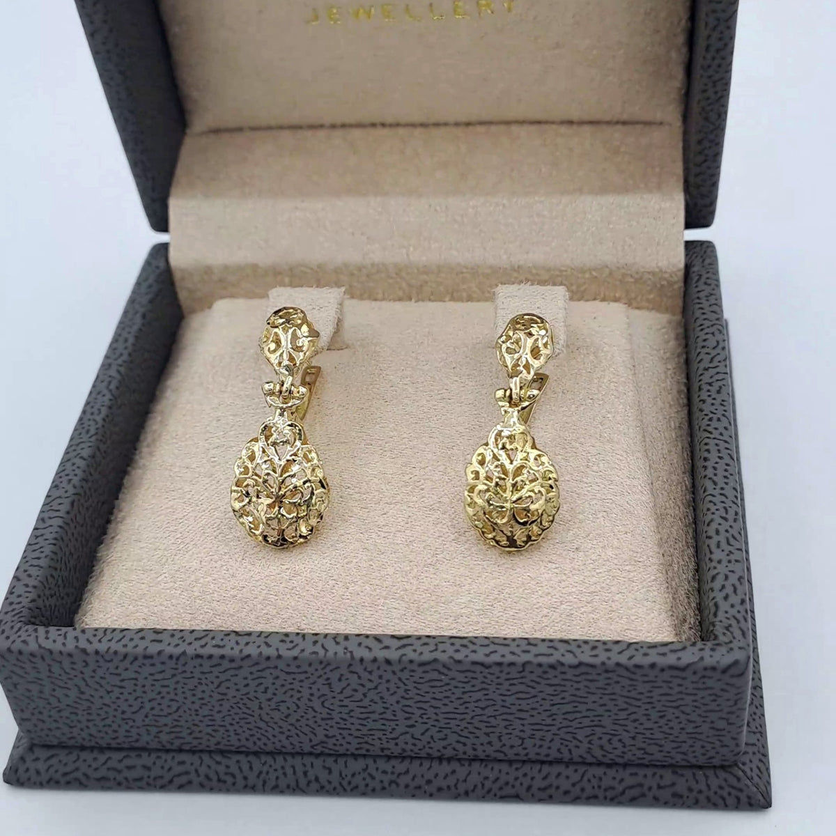 Boucles d'Oreilles Pendantes Gouttes Beldi Ajourées Or Jaune – or 18 carats | Tariki