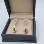 Boucles d'Oreilles Pendantes Gouttes Beldi Ajourées Or Jaune - Pierres Vertes – or 18 carats | Tariki