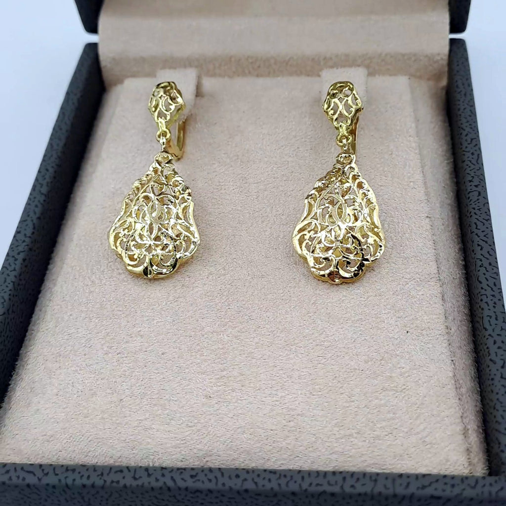 Boucles d'Oreilles Pendantes Gouttes Beldi Ajourées Or Jaune – or 18 carats | Tariki