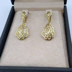 Boucles d'Oreilles Pendantes Gouttes Beldi Ajourées Or Jaune – or 18 carats | Tariki