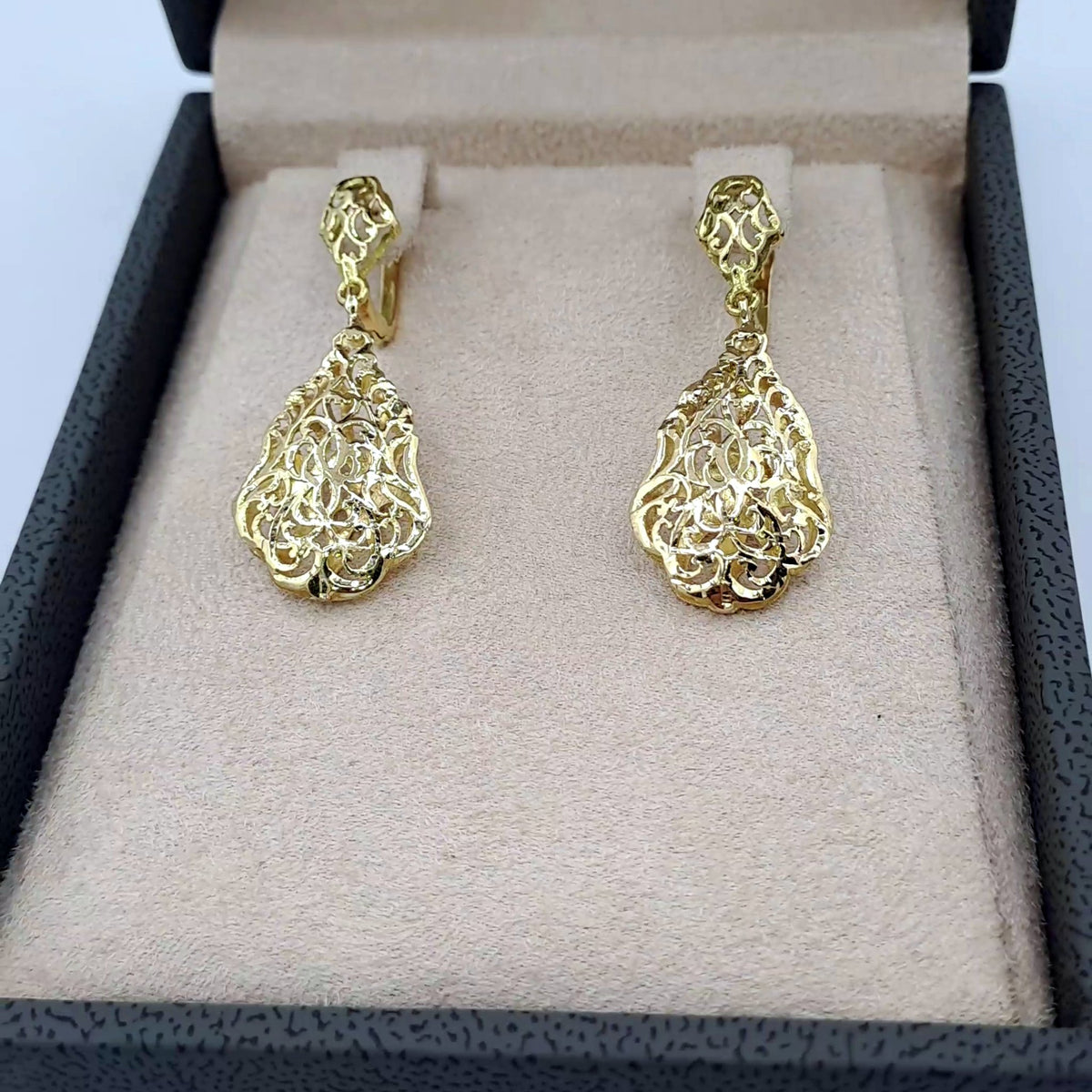 Boucles d'Oreilles Pendantes Gouttes Beldi Ajourées Or Jaune – or 18 carats | Tariki