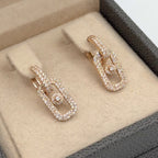 Boucles d'Oreilles Pendantes Maillons Or Rose - Pavés de Pierres – or 18 carats | Tariki