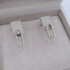 Boucles d'Oreilles Pendantes Or Jaune - Ovales Sertis, Pierre Mobile – or 18 carats | Tariki