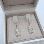 Boucles d'Oreilles Pendantes Or Jaune - Plaques Pavées de Pierres – or 18 carats | Tariki
