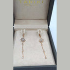 Boucles d'Oreilles Pendantes Or Rose - Losanges Pavés et Chaînettes – or 18 carats | Tariki