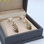 Boucles d'Oreilles Pendantes Serpents Or Rose - Émaillées Noir Serties – or 18 carats | Tariki
