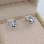 Boucles d'Oreilles Puces Halo Or Blanc - Serties – or 18 carats | Tariki