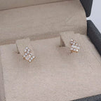 Boucles d'Oreilles Puces Losanges Or Rose - Pavées de Pierres – or 18 carats | Tariki