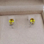 Boucles d'Oreilles Puces Or Blanc - Pierres Jaunes Serties – or 18 carats | Tariki