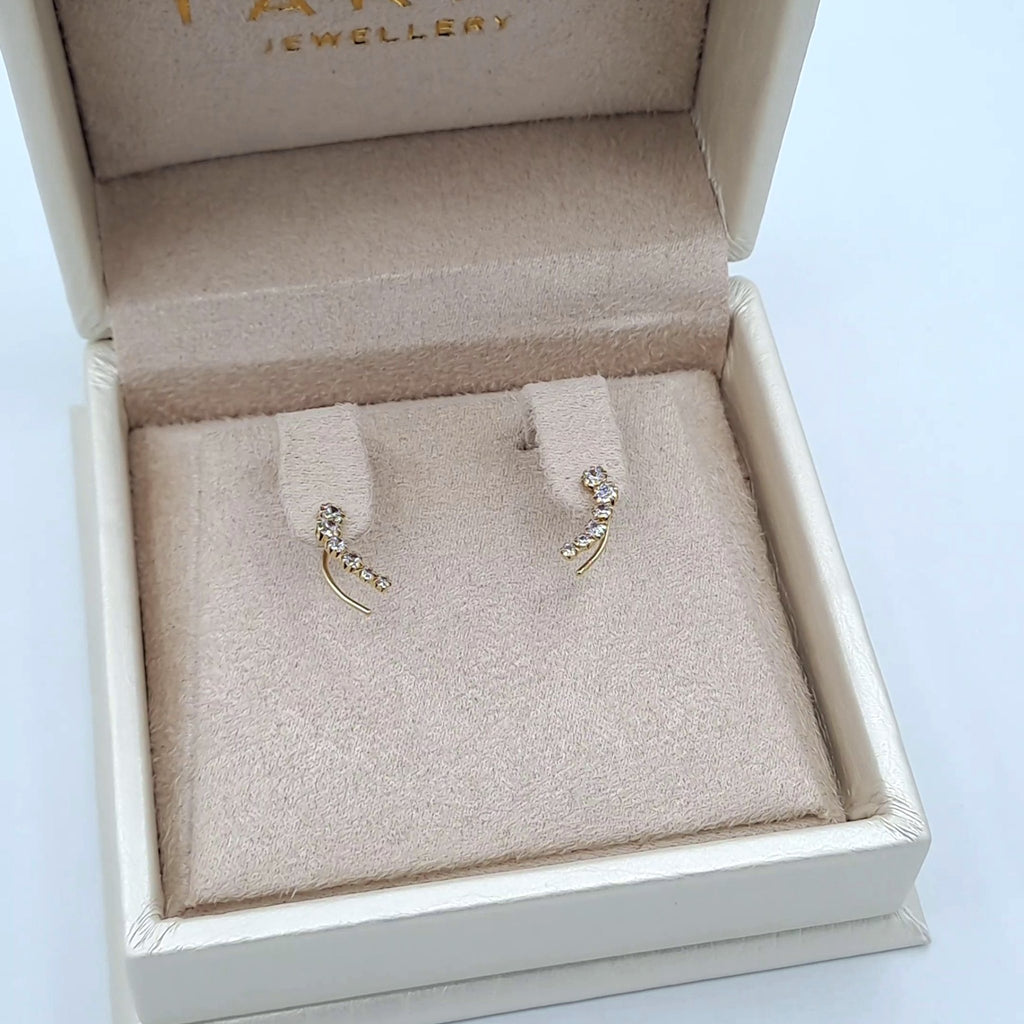Boucles d'Oreilles Puces Or Jaune - Serties de Pierres – or 18 carats | Tariki
