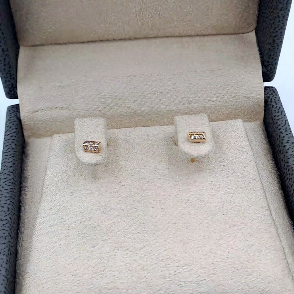 Boucles d'Oreilles Puces Or Rose - Serties de Pierres – or 18 carats | Tariki