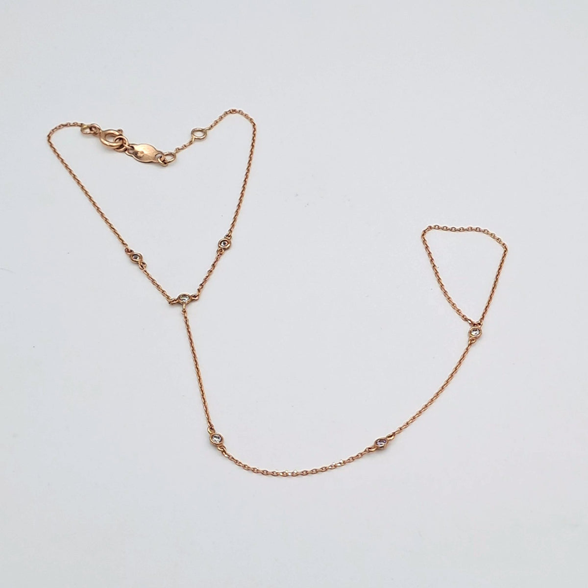 Bracelet-Bague Or Rose - Chaîne d'Annulaire, Pierres en Station – or 18 carats | Tariki