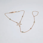 Bracelet-Bague Or Rose - Étoile, Chaîne d'Annulaire, Pierres en Station – or 18 carats | Tariki
