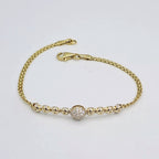 Bracelet Chaîne Boules Or Jaune - Pastille Pavée de Pierres – or 18 carats | Tariki