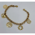 Bracelet Chaîne Or Jaune - À Breloques (main de Fatma, Soleil, Trèfle, Rosace) – or 18 carats | Tariki