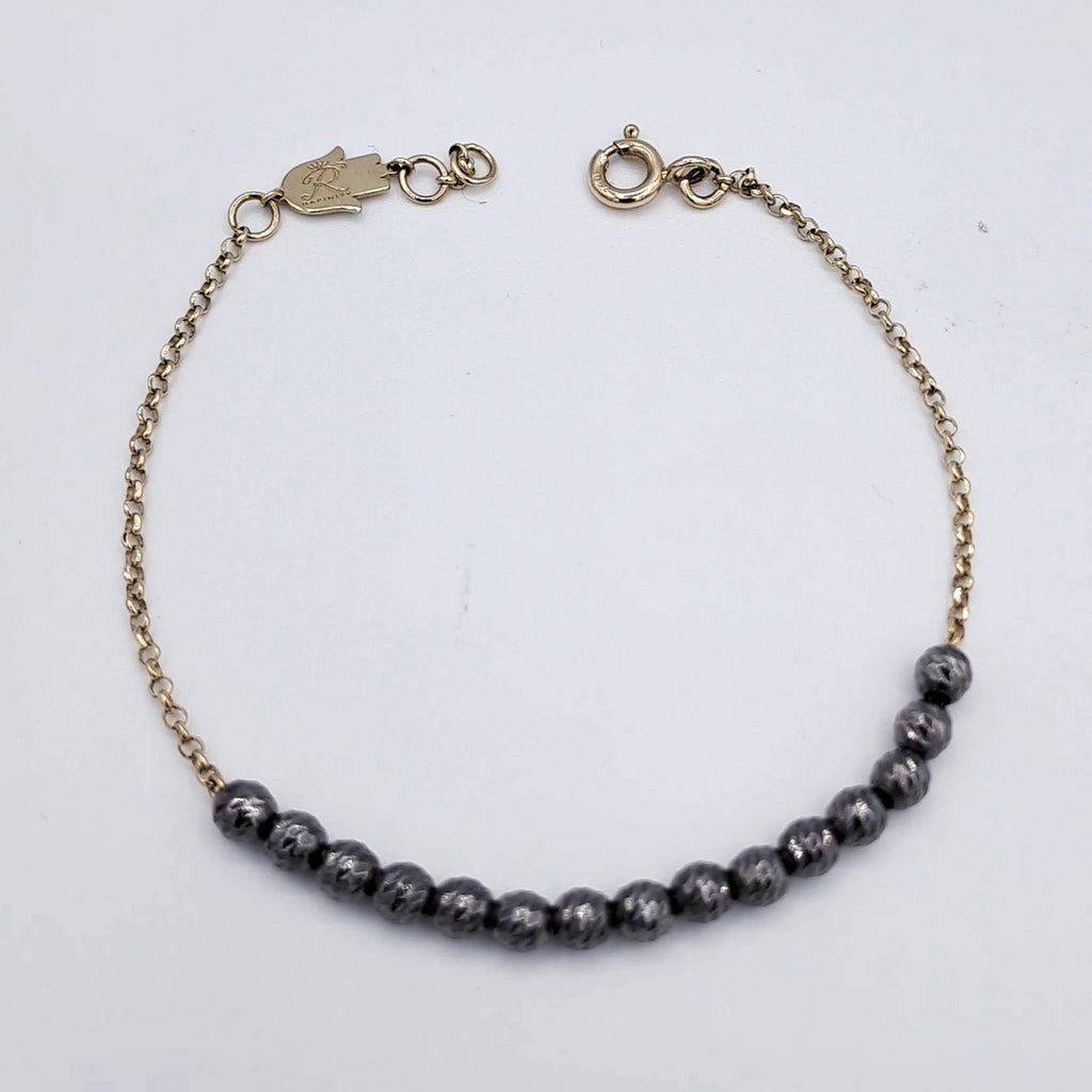 Bracelet Chaîne Or Jaune - Boules Noires Facettées – or 18 carats | Tariki