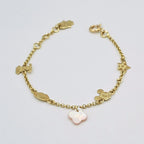 Bracelet Chaîne Or Jaune - Breloques Mickey et Cœur Nacre – or 18 carats | Tariki