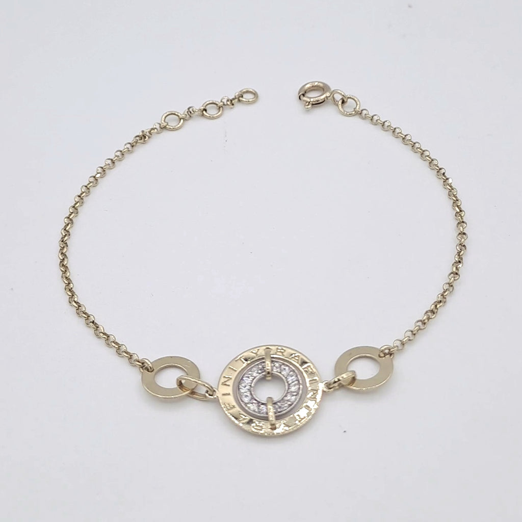 Bracelet Chaîne Or Jaune - Motif Cercle Serti, Pierre Mobile – or 18 carats | Tariki