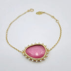 Bracelet Chaîne Or Jaune - Pierre Rose Entourage Serti – or 18 carats | Tariki