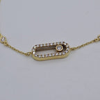 Bracelet Chaîne Or Jaune - Plaque Ovale Sertie, Pierre Mobile – or 18 carats | Tariki