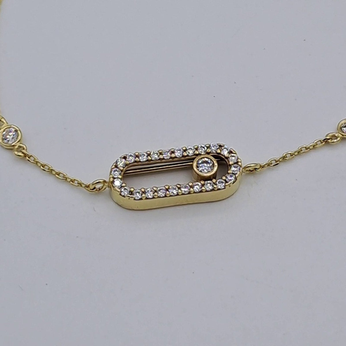 Bracelet Chaîne Or Jaune - Plaque Ovale Sertie, Pierre Mobile – or 18 carats | Tariki