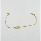 Bracelet Chaîne Or Jaune - Plaque Ovale Sertie, Pierres Mobiles – or 18 carats | Tariki
