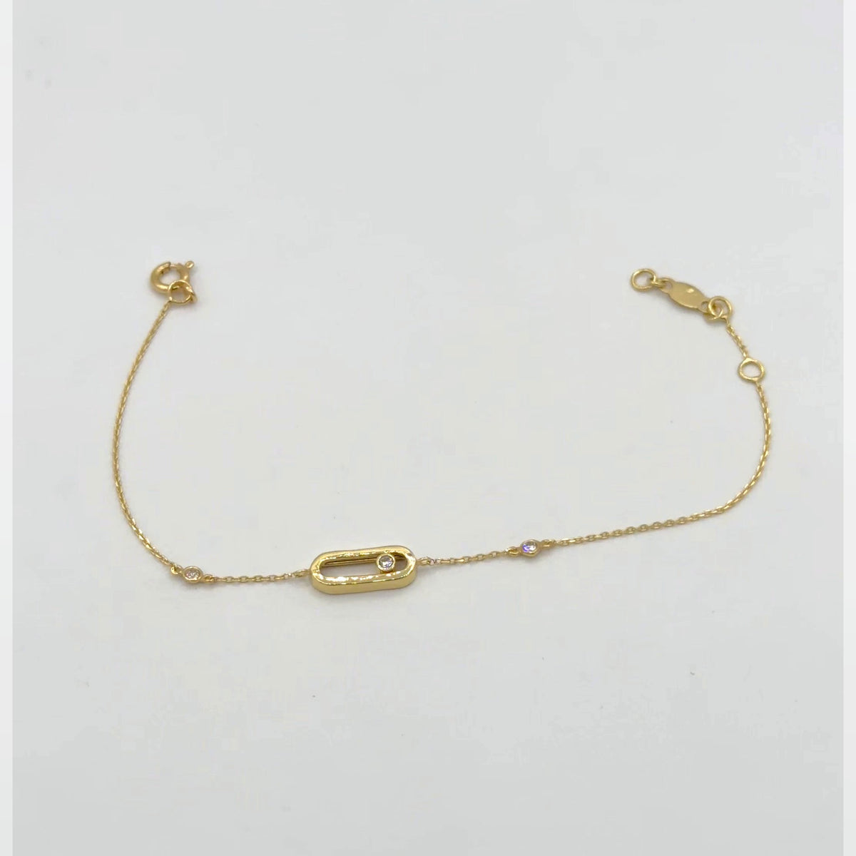 Bracelet Chaîne Or Jaune - Plaque Ovale Sertie, Pierres Mobiles – or 18 carats | Tariki