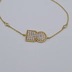 Bracelet Chaîne Or Jaune - Plaque Pavée de Pierres – or 18 carats | Tariki