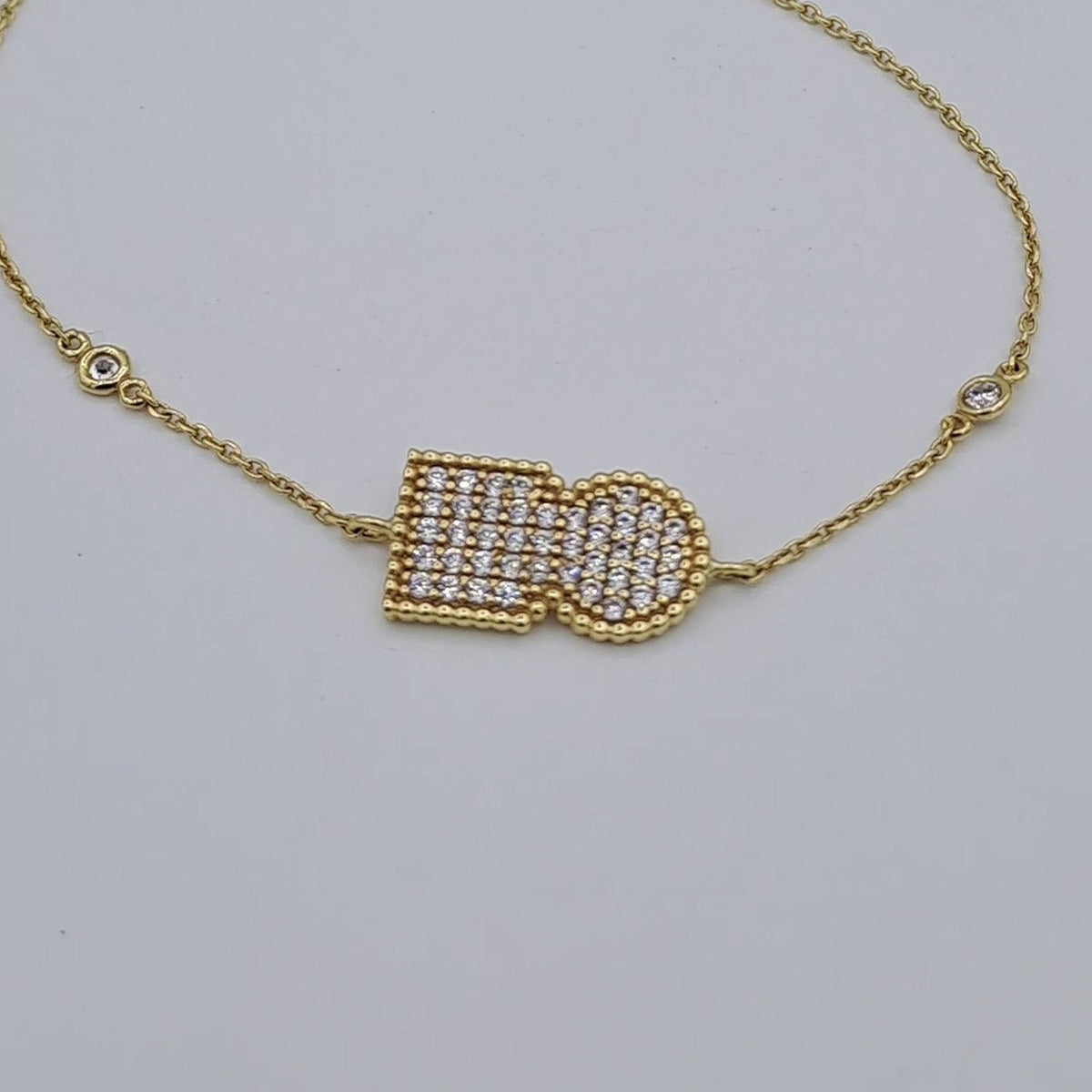 Bracelet Chaîne Or Jaune - Plaque Pavée de Pierres – or 18 carats | Tariki