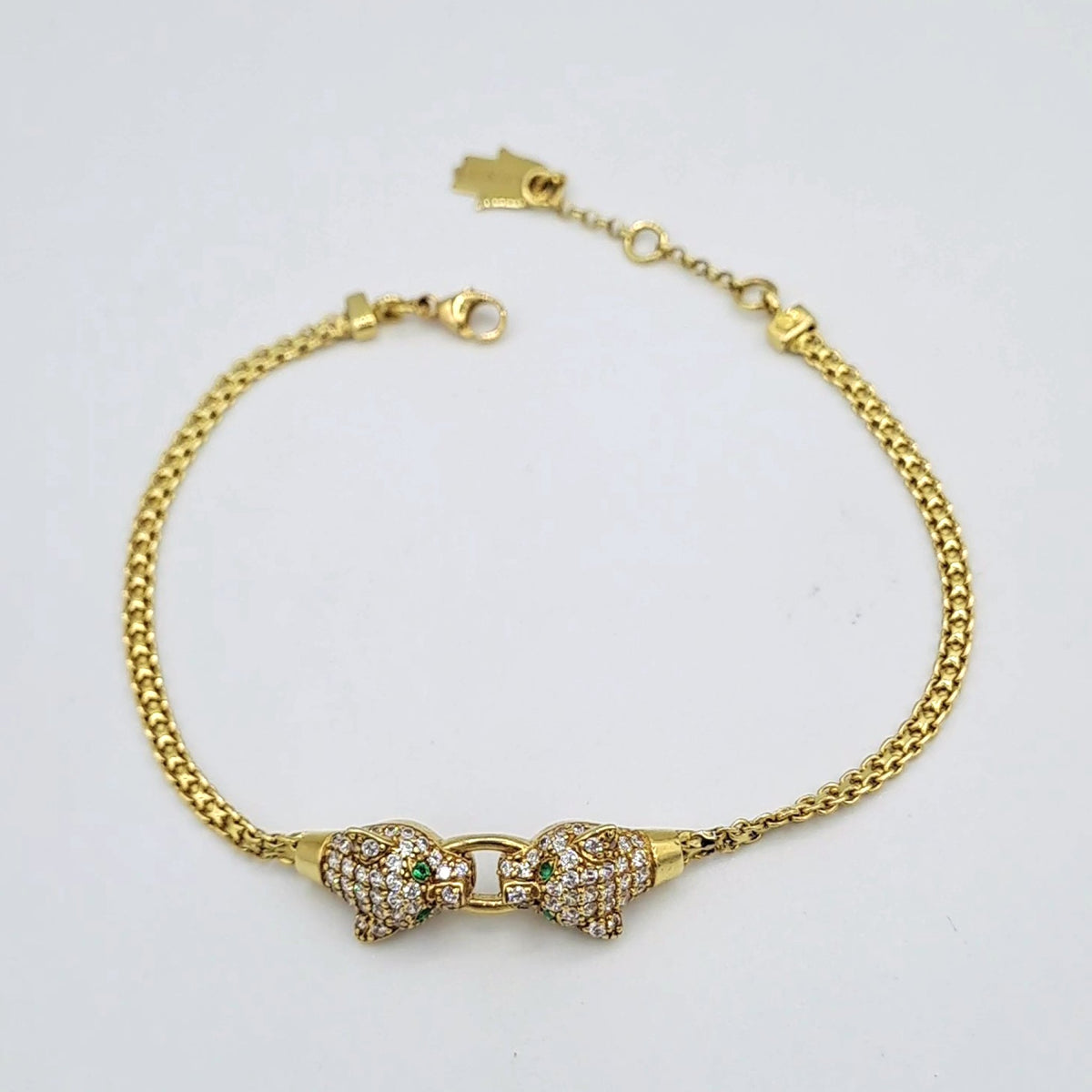 Bracelet Chaîne Or Jaune - Tête de Jaguar Sertie de Pierres – or 18 carats | Tariki