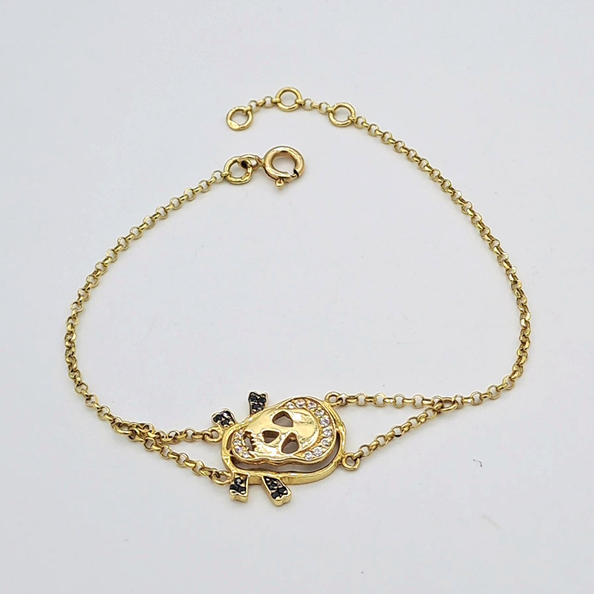Bracelet Chaîne Or Jaune - Tête de Mort Sertie de Pierres – or 18 carats | Tariki