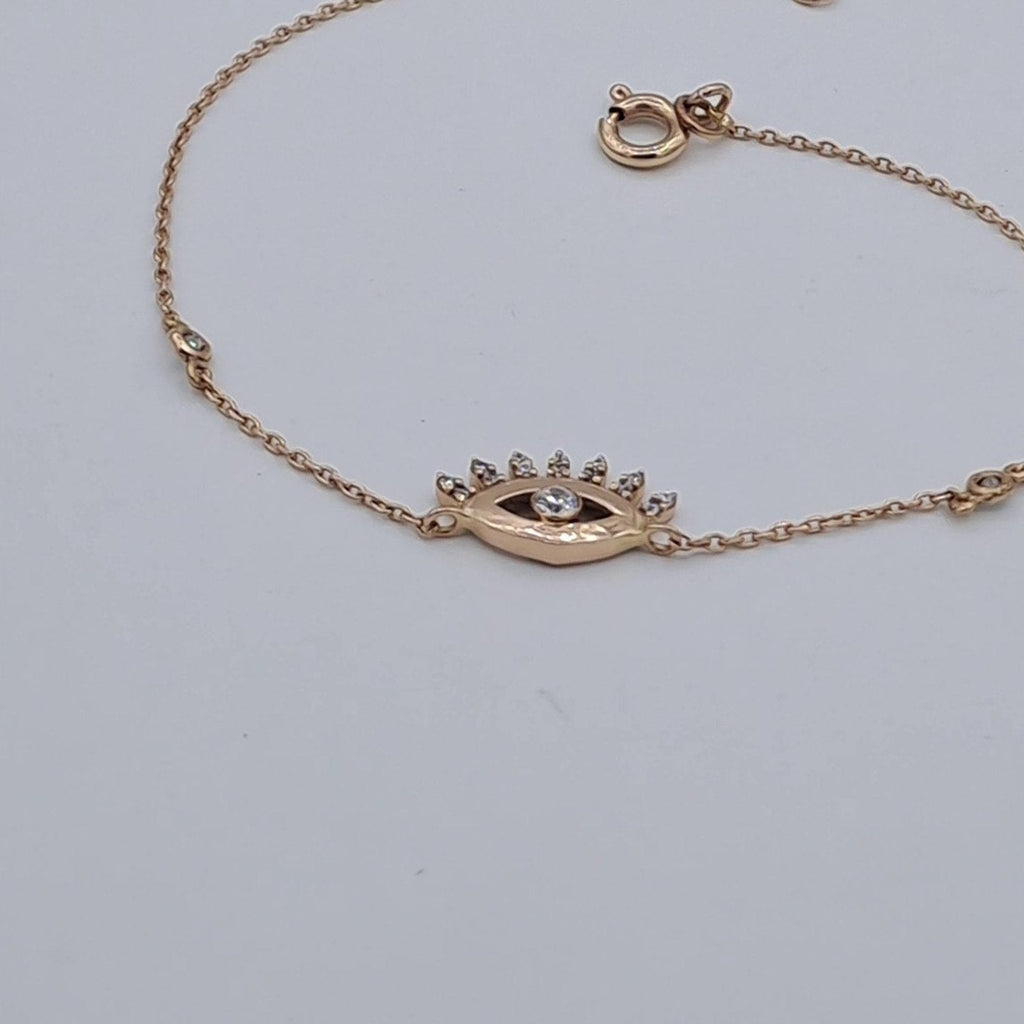 Bracelet Chaîne Or Rose - Demi-Cercle Serti de Pierres – or 18 carats | Tariki