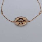 Bracelet Chaîne Or Rose - Médaille Ovale Sertie – or 18 carats | Tariki