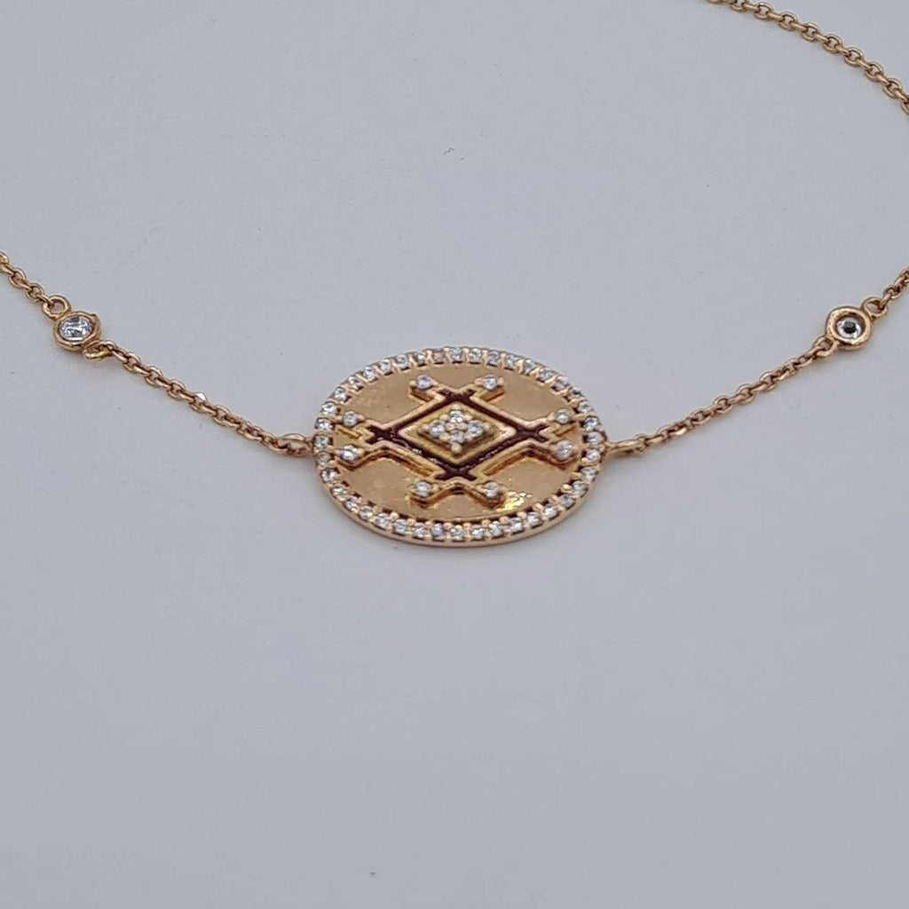 Bracelet Chaîne Or Rose - Médaille Ronde Sertie – or 18 carats | Tariki