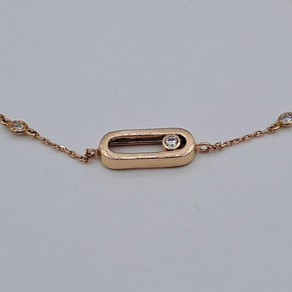 Bracelet Chaîne Or Rose - Plaque Ovale, Pierre Mobile – or 18 carats | Tariki