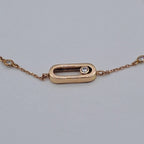 Bracelet Chaîne Or Rose - Plaque Ovale, Pierre Mobile – or 18 carats | Tariki