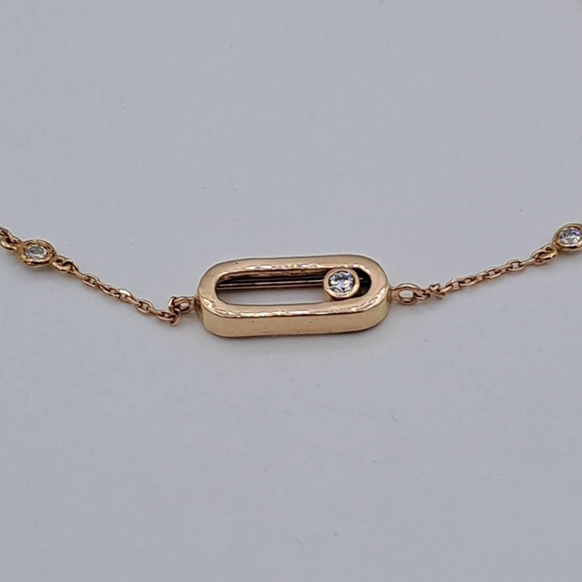 Bracelet Chaîne Or Rose - Plaque Ovale, Pierre Mobile – or 18 carats | Tariki
