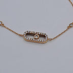 Bracelet Chaîne Or Rose - Plaque Ovale Sertie, Pierre Mobile – or 18 carats | Tariki
