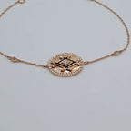 Bracelet Chaîne Or Rose - Plaque Ovale Sertie, Pierre Verte – or 18 carats | Tariki