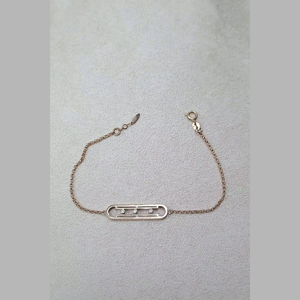 Bracelet Chaîne Or Rose - Plaque Ovale Sertie, Pierres Mobiles – or 18 carats | Tariki