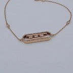 Bracelet Chaîne Or Rose - Plaque Ovale Sertie, Pierres Mobiles – or 18 carats | Tariki