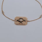 Bracelet Chaîne Or Rose - Plaque Rectangulaire Sertie – or 18 carats | Tariki
